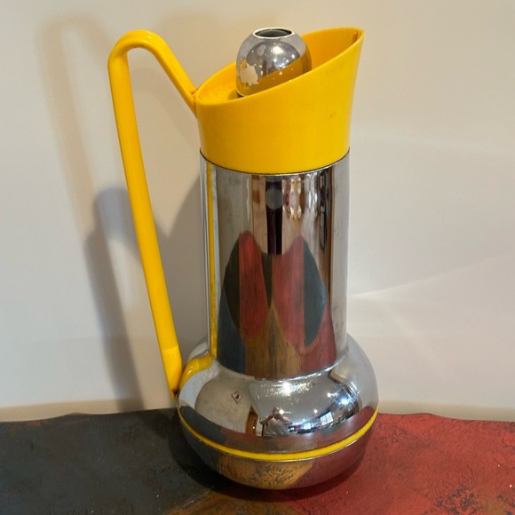 Vintage Studio Nova Japan Yellow Chrome Thermos Hot Cold  12" Tall - Picture 10 of 12